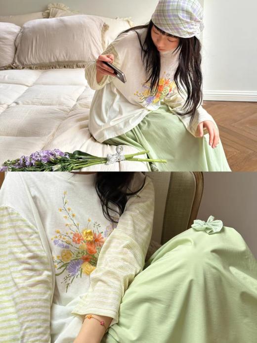 nothe Case布然/NC261810/「花瓶清晨」不对称条纹袖子印花长袖T 商品图1
