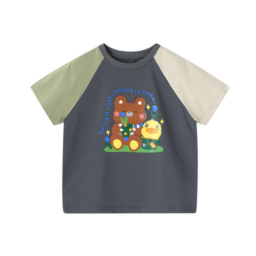 [凉感]bduck小黄鸭童装儿童短袖T恤夏季男童圆领印花休闲上衣110-160 BF2701048 商品图3