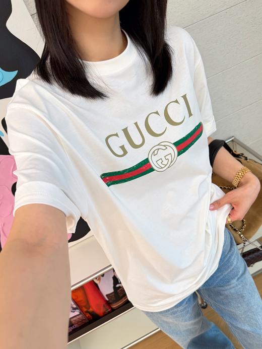 古驰26春夏新款复古回归 复刻经典织带印花短袖（三色可选） 商品图2