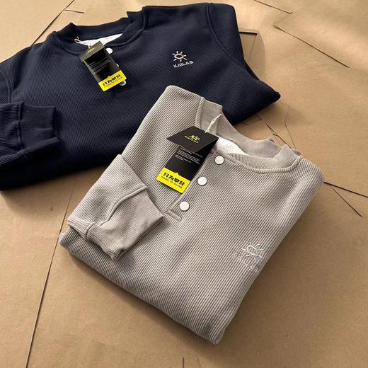 F031042新品小立领半门襟华夫格加绒长袖打底衫卫衣 商品图1