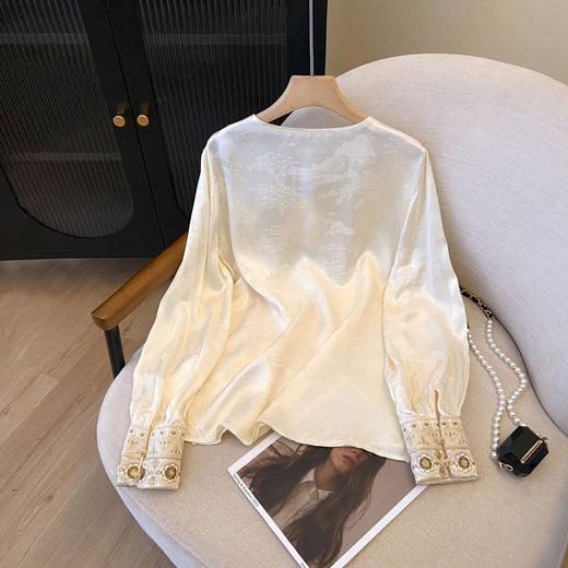 国风打底衫内搭衬衫 长袖刺绣衬衣 春夏设计感新中式上衣 商品图2