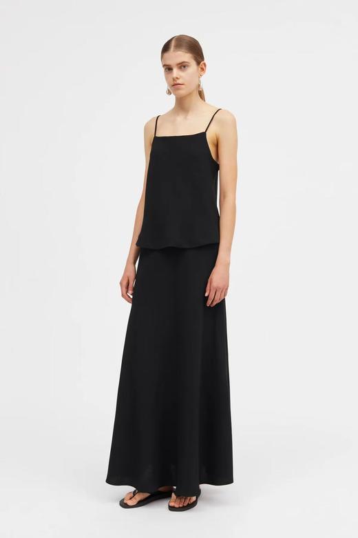 Mark Kenly Domino Tan 26SS 黑色绉纱TATIANNA斜裁吊带上衣 商品图2