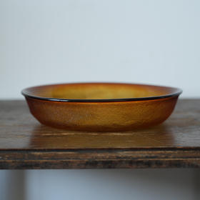 法国Aroroc Sierra岩石纹琥珀玻璃餐盘 未使用保存品 X1489