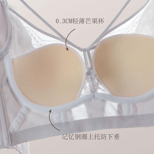 ZYQ-523  小胸内衣薄款透气软钢圈上托舒适聚拢性感蕾丝防下垂调整型文胸女（单件） 商品图3