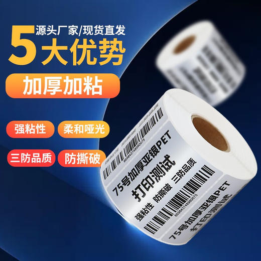 【DZ】亚银标签纸60*30mm横版(1箱起订，60卷/箱) 商品图1