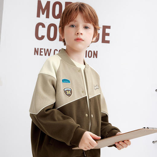 【秒2】【MQD】童装男童棒球领外套年秋冬儿童韩版学院风撞色外套 商品图3