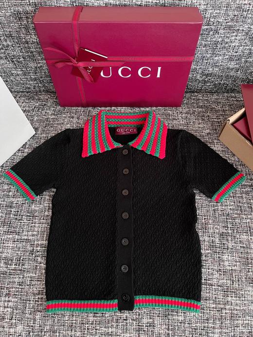 古驰新款棉质蕾丝翻领短袖 商品图9