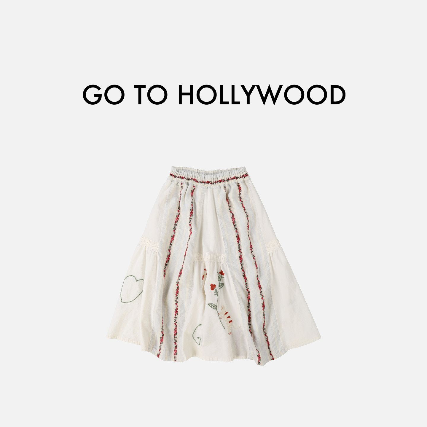 G2H日本童装 GO TO HOLLYWOOD 26春夏女童棉质拼接设计半身裙