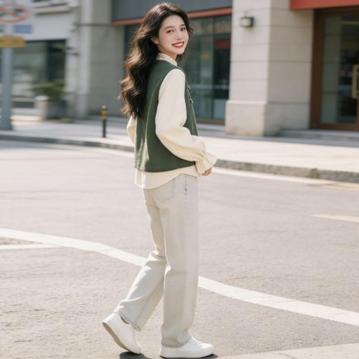 【春季新款新中式上衣】爆款时尚洋气 小个子韩系慵懒风 假两件绿色新中式卫衣 商品图3