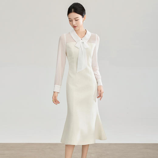 新款气质千金感亮丝编织小香风鱼尾连衣裙礼裙 WLZD2602401 商品图0