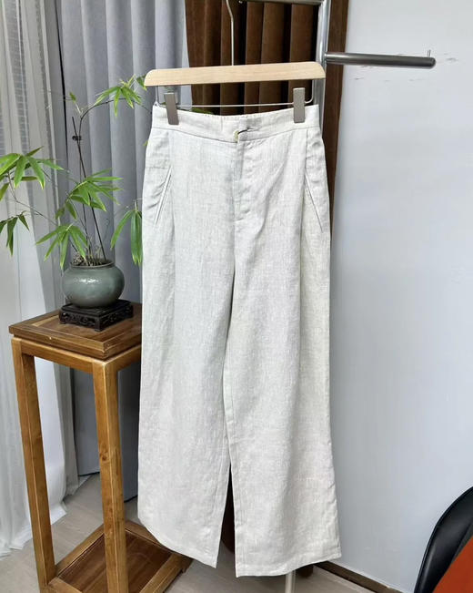 新款100%亚麻阔腿直筒裤（后腰有松紧） 商品图2