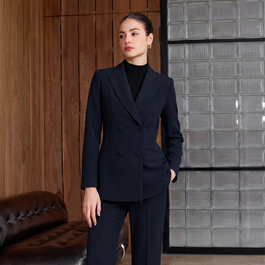 IWY/商务风藏青色西装套装女双排扣修身职业正装气质商务工作服CP2752 商品图3