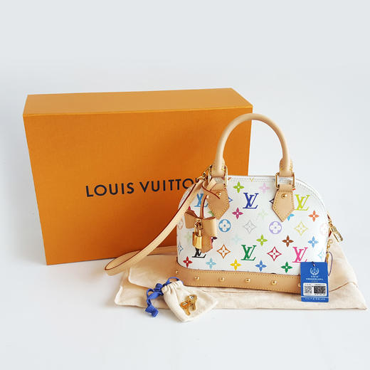 【98新】LV路易威登ALMA系列M13078白三彩村上隆贝壳ALMA BB包手提单肩包女士090326NJS07 商品图1