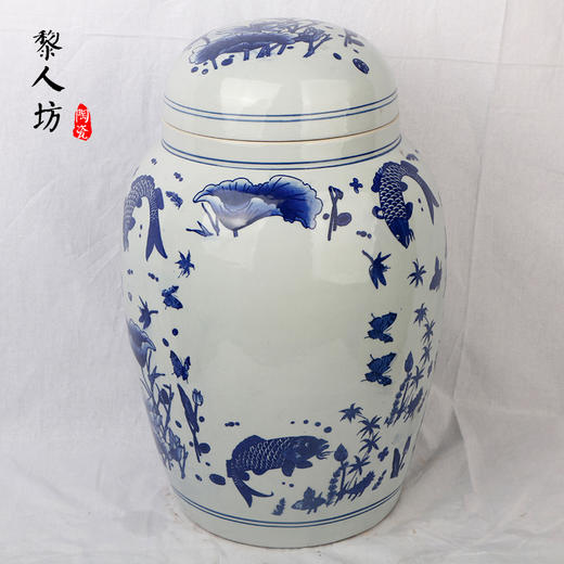 陶瓷骨灰坛子 景德镇青花瓷器双层盖骨灰罐 商品图1