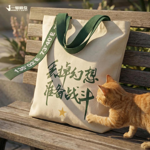 【创意飘带帆布包哨位原创】丢掉幻想准备战斗单肩包手拎包飘带创意款有开口拉链有内袋y 商品图2