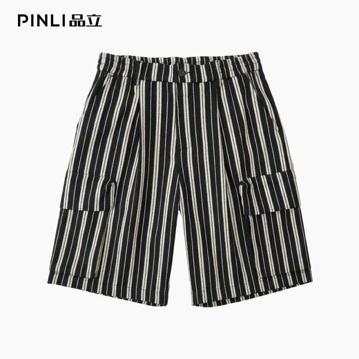 PINLI品立2026春季新款男士宽松多口袋条纹工装休闲短裤五分裤潮B262117023 商品图3
