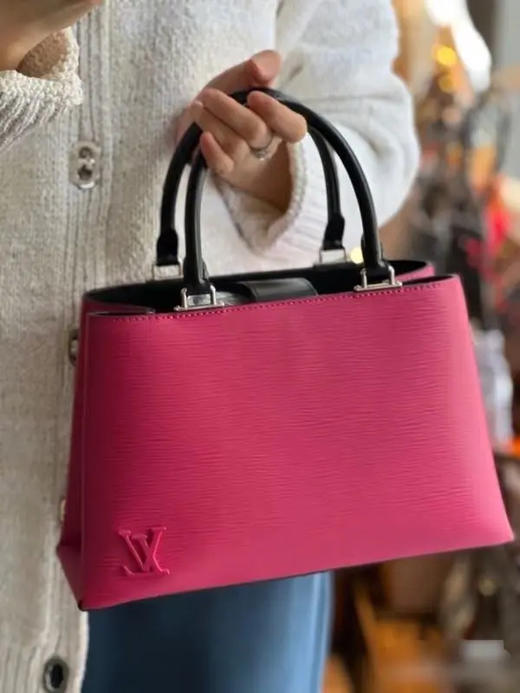 Lv Kleber 玫红 水波纹牛皮 小号 手提 斜挎包 商品图2