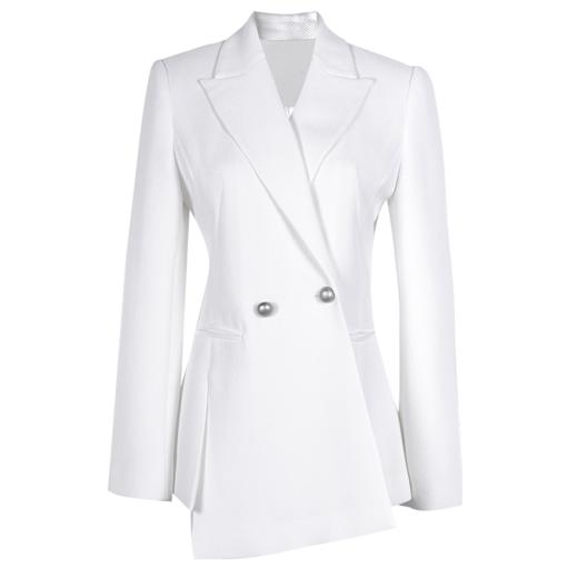 米思阳2026春装新款时尚不对称设计感修身显瘦白色西装外套女0600 商品图4