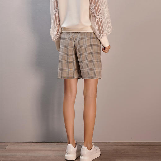 剩S/M 米思阳新款直筒气质格子裤休闲时尚百搭短裤8T21AH0371 商品图4