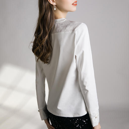 新中式上衣 高级感缎面拼接基础款长袖 春夏提花国风盘扣圆领t恤 商品图3