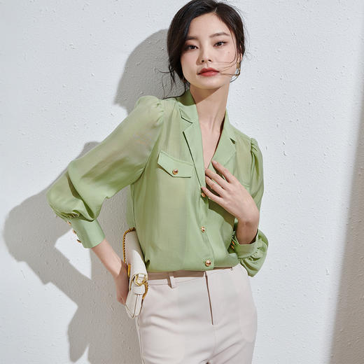 剩S 芳外新款法式简约衬衫时尚翻领小衫女8T22CC1290 商品图1