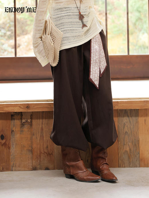 【门店同款】ENJOY春季丝巾腰带松弛阔腿裤 169147016 商品图3