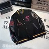 F031011黑8拼接皮袖薄款定织定染毛呢面料男女同款棒球服外套 商品缩略图0