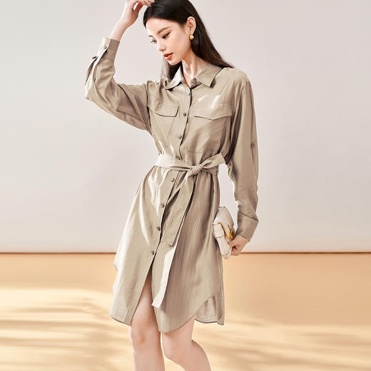 剩S/M/L/XL 芳外新款时尚通勤衬衫裙设计感小个子连衣裙女8T23CL0867 商品图1