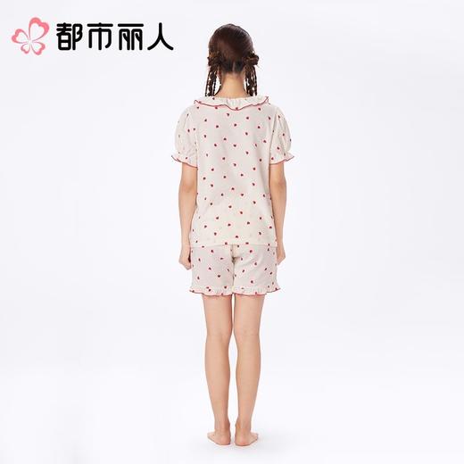 都市丽人睡衣女士睡衣薄家居服软绵绵印花睡衣女士软绵绵短袖套装女装短袖短裤+长裤LHC5A2 商品图2