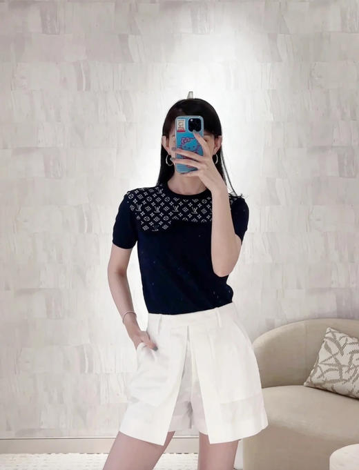 驴家新款黑白提花针织短袖 商品图4