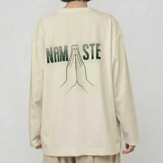 AddOne+1瑜伽Namaste设计亲肤圆领长袖情侣T-Oversize版 商品图3
