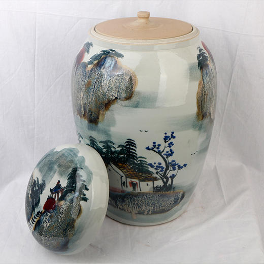 陶瓷骨灰坛子 窑变山水纯手工景德镇瓷器大号骨灰罐 商品图3