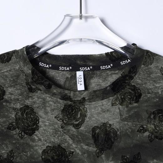 26T120SDSA男装2026新款高贵轻奢时尚扎染植绒花卉圆领长袖T恤百搭简约 商品图2