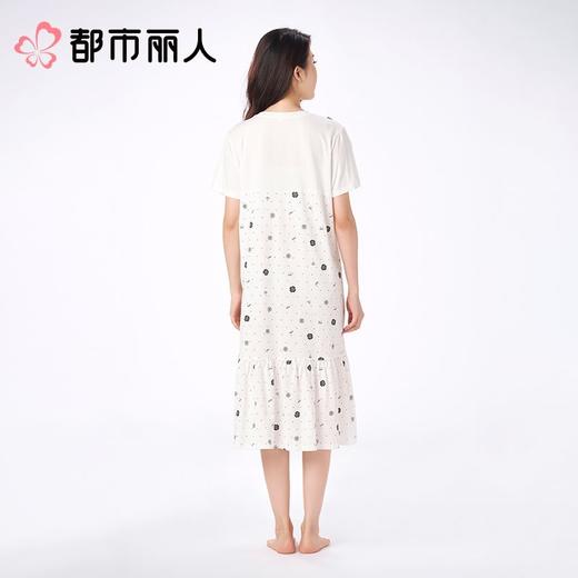 都市丽人睡衣女士睡衣薄家居服单面无尘棉睡衣女士无尘棉短袖裙女装睡裙LHC6A7 商品图2