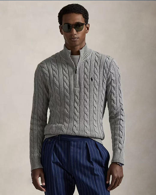 【秒杀价已调 直接拍】原单 Polo Ralph Lauren 男士半拉链绞花针织毛衣 美式复古的温暖质感 商品图8