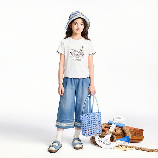 女童圆领短袖针织衫夏季新款安奈儿童装EG621762 商品图3