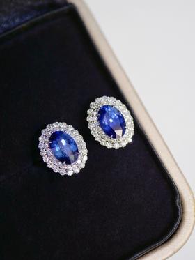 2.06ct蓝宝石耳钉