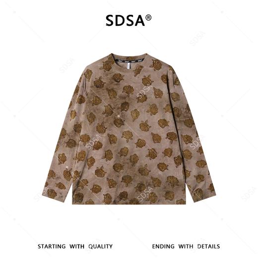 26T120SDSA男装2026新款高贵轻奢时尚扎染植绒花卉圆领长袖T恤百搭简约 商品图1