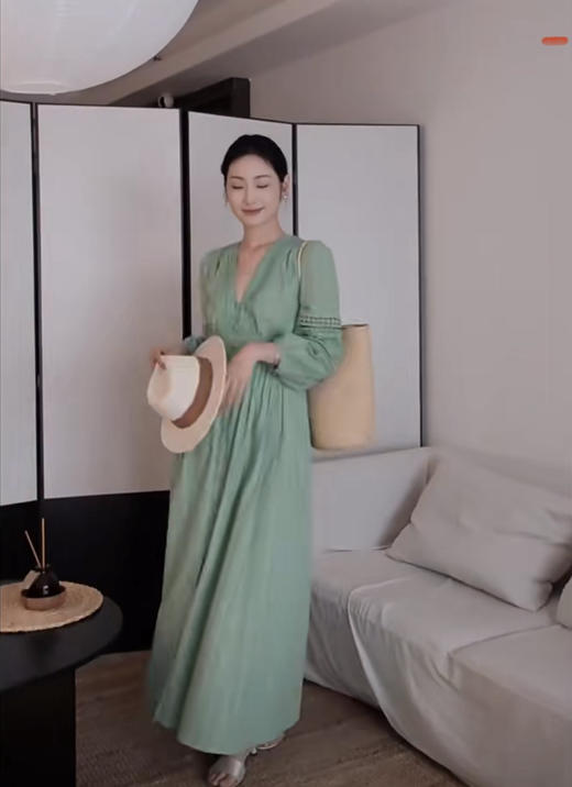 310-12 活色生香 渠道货 D*F 26新色茶歇裙 重工法式 前襟纽扣 对比棉连衣裙 藏肉显瘦 商品图11