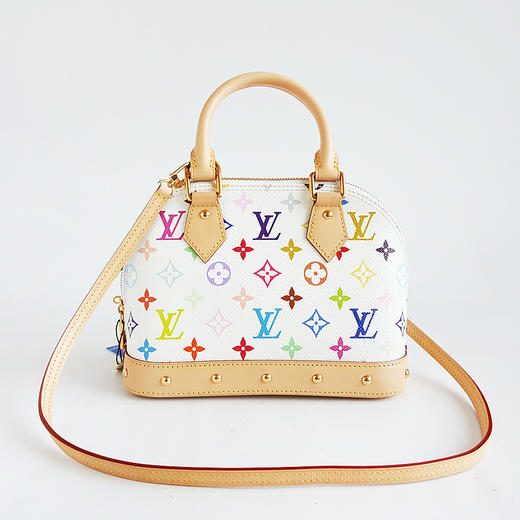 【98新】LV路易威登ALMA系列M13078白三彩村上隆贝壳ALMA BB包手提单肩包女士090326NJS07 商品图4