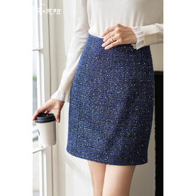 剩S/L/XL/XXL 米思阳2026秋季新款小香风粗花呢短款半身裙时尚亮片包臀裙女3971