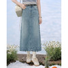 鹿向南「兰玲花语」复古牛仔蓝A字半身裙女夏宽松遮肉显瘦中长裙 商品缩略图0