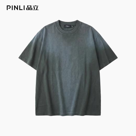 PINLI品立2026夏季男装宽松圆领落肩重磅纯棉水洗渐变短袖T恤潮牌GD262111024 商品图6