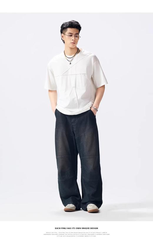 PINLI品立2026夏季新款男士宽松纯色圆领短袖T恤上衣GD262111013 商品图5