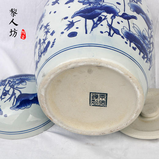 陶瓷骨灰坛子 景德镇青花瓷器双层盖骨灰罐 商品图4