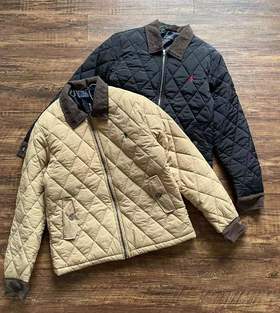 F031031男装防沾水柔软轻薄灯芯绒翻领小马刺绣绗缝夹克