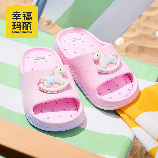 幸福玛丽  木马柴犬儿童凉凉拖鞋 NY-9080 轻软 EVA 材质久穿不累 耐磨波纹大底防滑稳当 商品图6