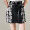 芳外新款设计感甜酷辣妹拼接腰带格纹A字裙半身短裙8I23DI1582 商品缩略图4