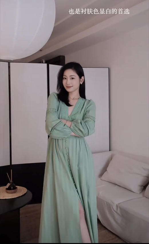 310-12 活色生香 渠道货 D*F 26新色茶歇裙 重工法式 前襟纽扣 对比棉连衣裙 藏肉显瘦 商品图6