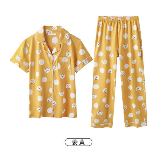 爱帝女士纯棉卡通印花短袖长裤家居服套装 商品图7